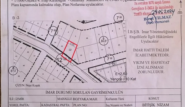 Karabağlar Bozyaka'da 3 Kat İmarlı 226 m² Müstakil Ev / Arsa