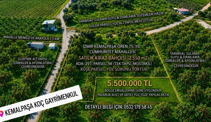 KEMALPAŞA ÖREN 75. YIL CUMHURİYET MAHALLESİNDE SATILIK MEYVE BAHÇESİ